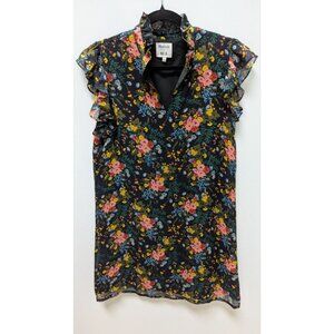 Madewell x NO.6 Black Floral Silk Sleeveless Shift Dress